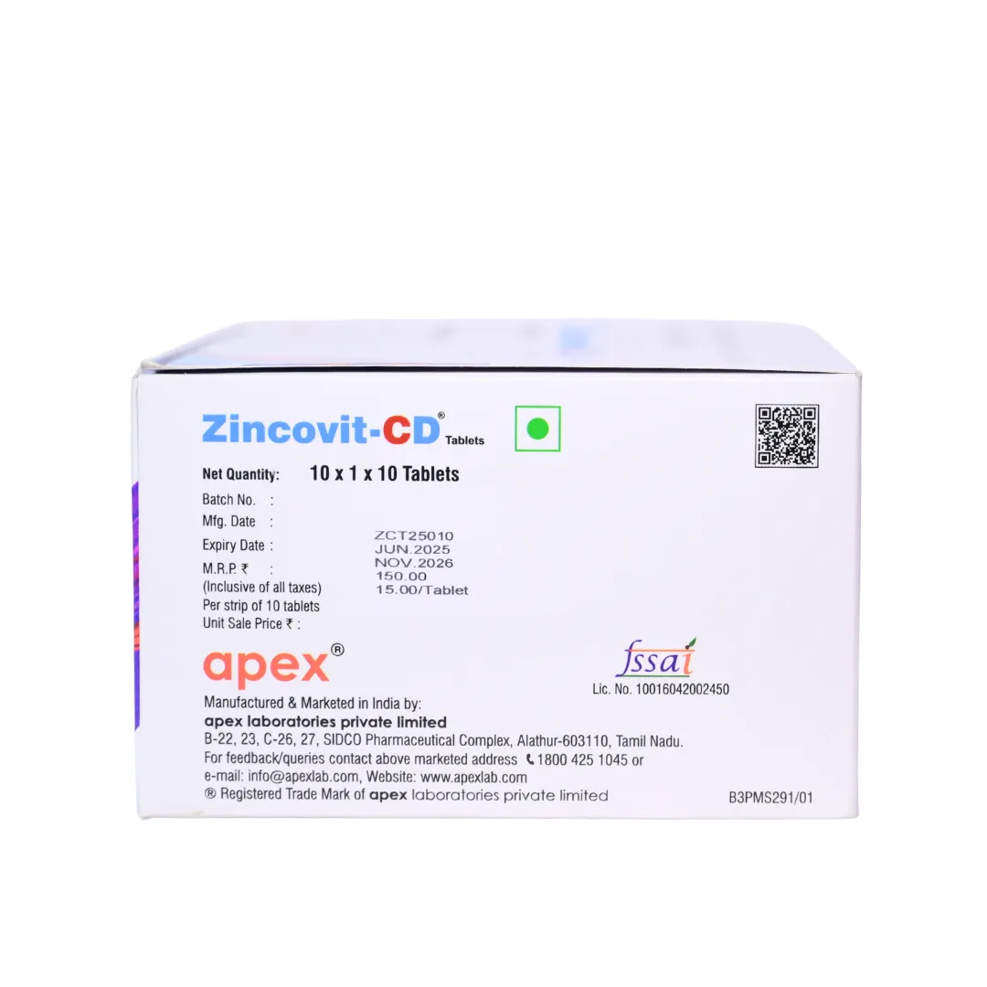 Zincovit-CD Nutraceutical Tablet | (10 Tab) - Image 3