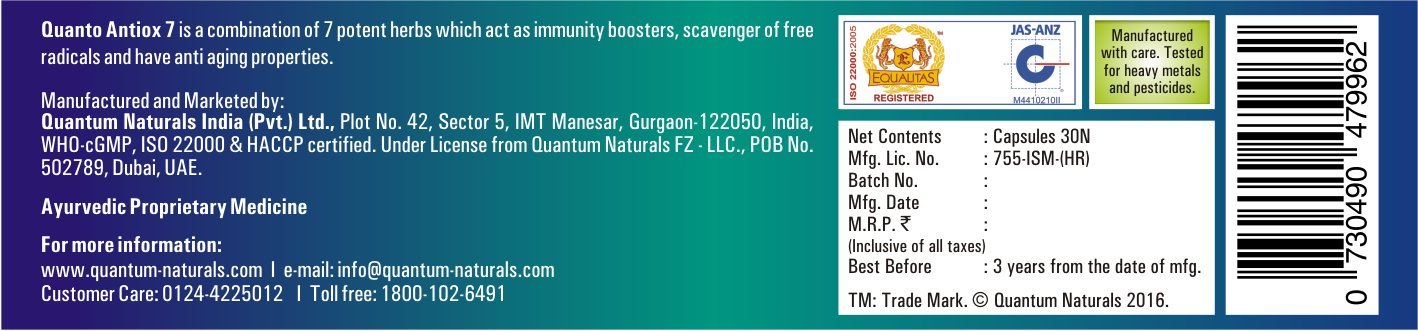 Quanto Antiox 7 Capsule | (30 Cap) - Image 2